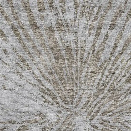 Brown And Gray Zebra Print Washable Area Rug With UV Protection Photo 3