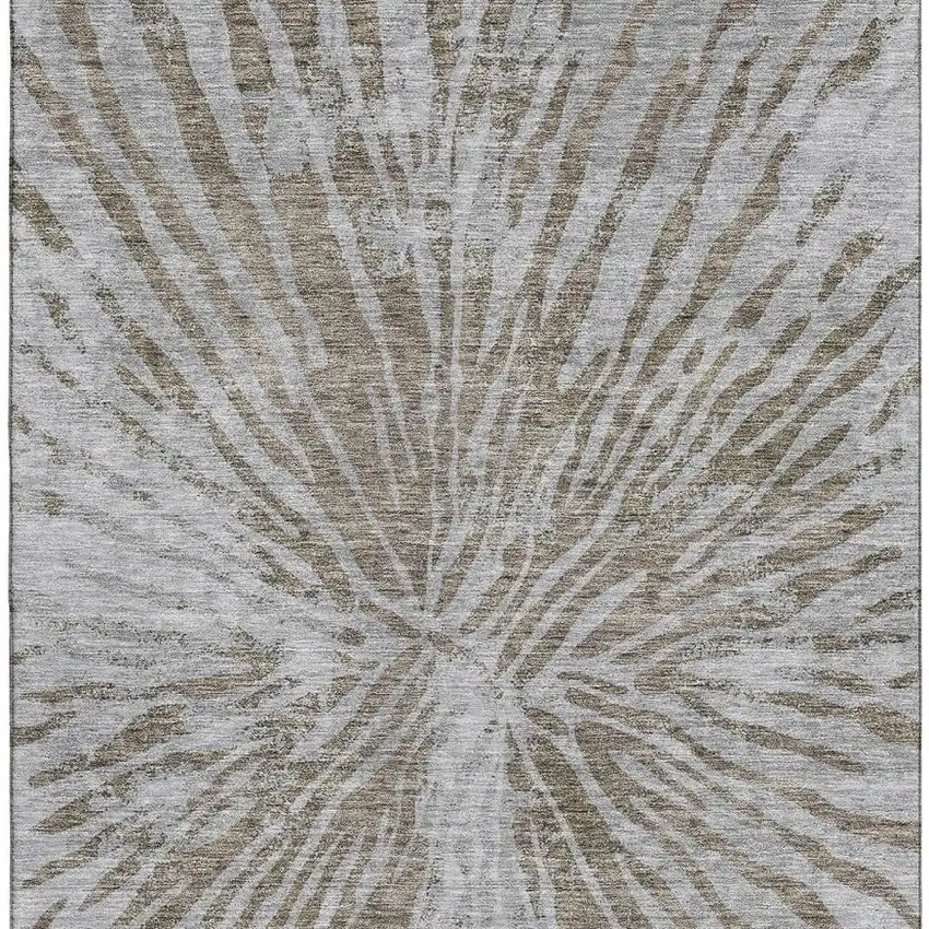 Brown And Gray Zebra Print Washable Area Rug With UV Protection Photo 4