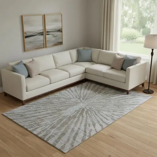 Brown And Gray Zebra Print Washable Area Rug With UV Protection Photo 1