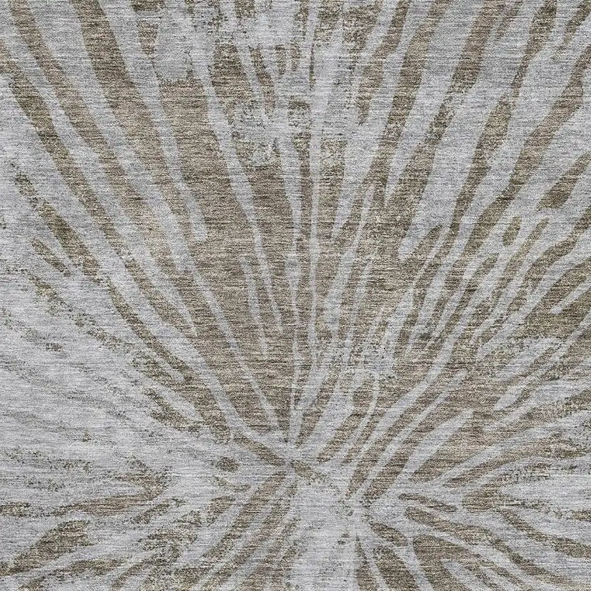 Brown And Gray Zebra Print Washable Area Rug With UV Protection Photo 3