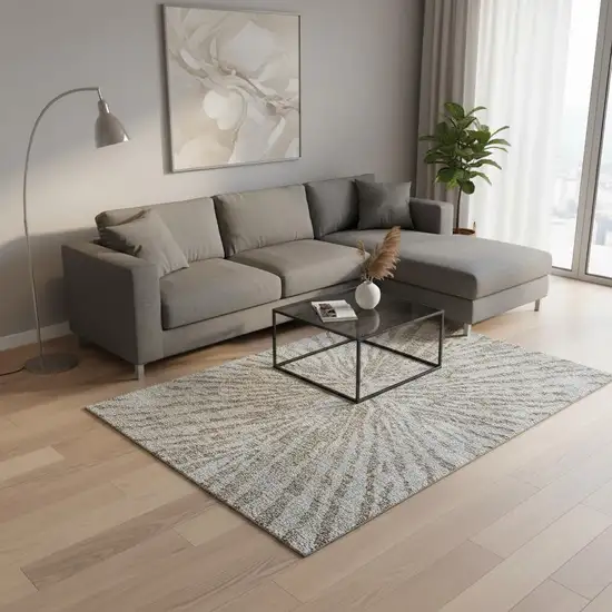 Brown And Gray Zebra Print Washable Area Rug With UV Protection Photo 2