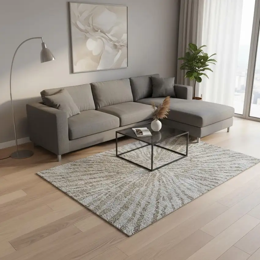 Brown And Gray Zebra Print Washable Area Rug With UV Protection Photo 2