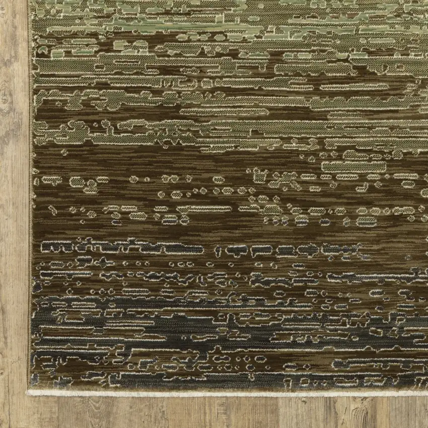 Brown And Green Abstract Area Rug Photo 7