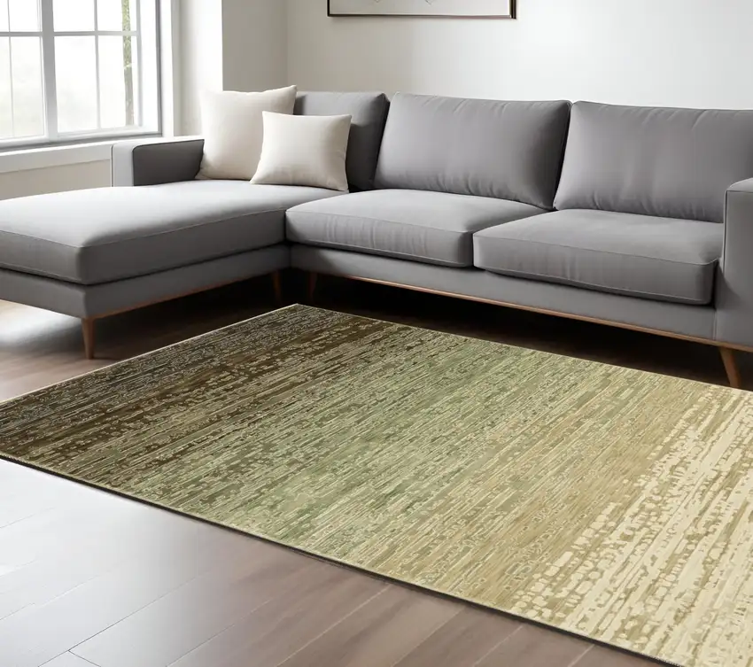Brown And Green Abstract Area Rug Photo 1