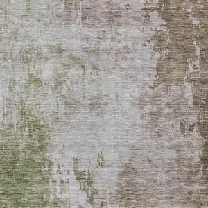 Photo of Brown And Green Abstract Washable Indoor Outdoor Area Rug