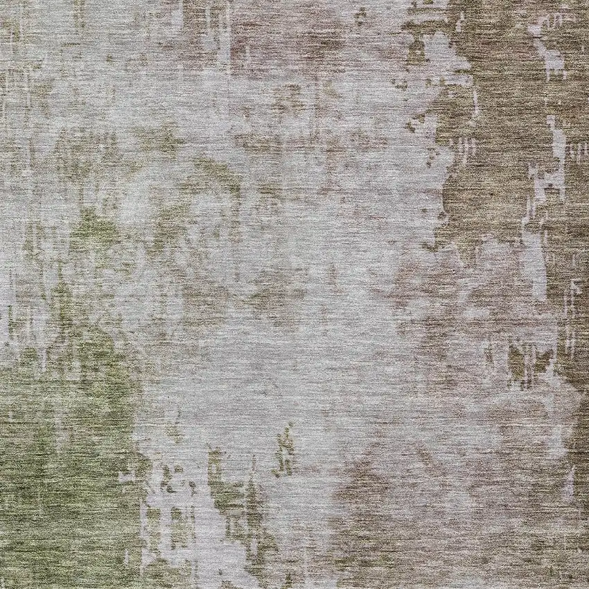 Brown And Green Abstract Washable Indoor Outdoor Area Rug Photo 6