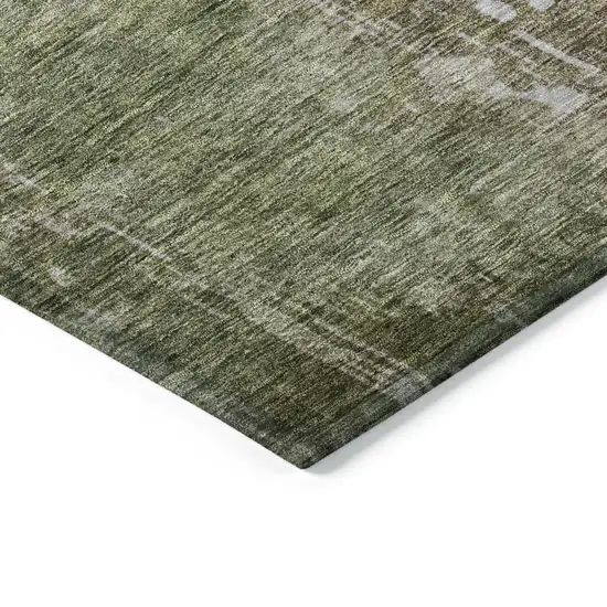 Brown And Green Abstract Washable Indoor Outdoor Area Rug Photo 5