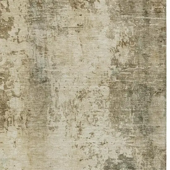 Brown And Green Abstract Washable Indoor Outdoor Area Rug Photo 4