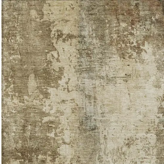 Brown And Green Abstract Washable Indoor Outdoor Area Rug Photo 5