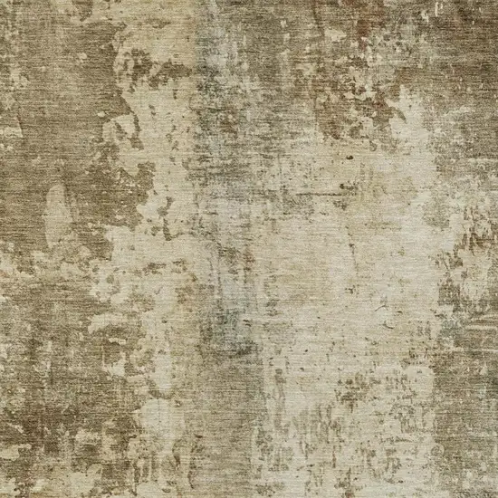 Brown And Green Abstract Washable Indoor Outdoor Area Rug Photo 1