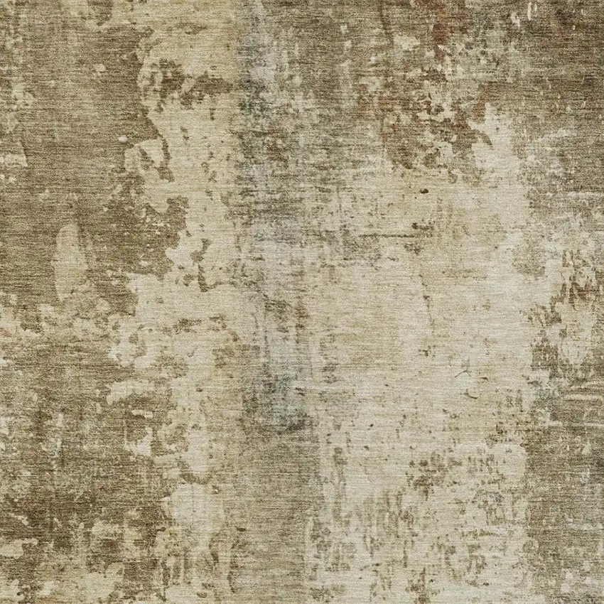 Brown And Green Abstract Washable Indoor Outdoor Area Rug Photo 1
