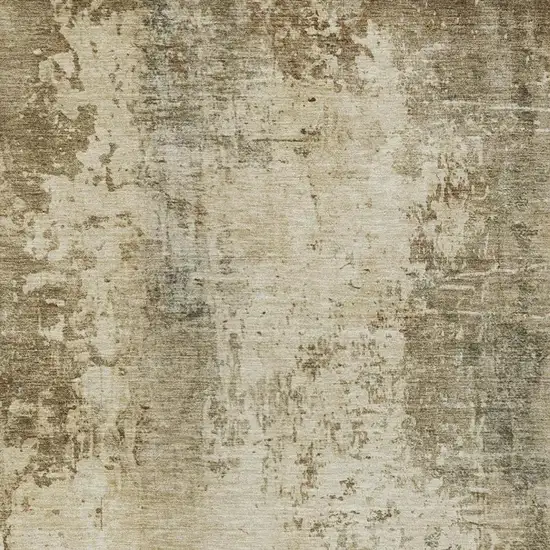 Brown And Green Abstract Washable Indoor Outdoor Area Rug Photo 5