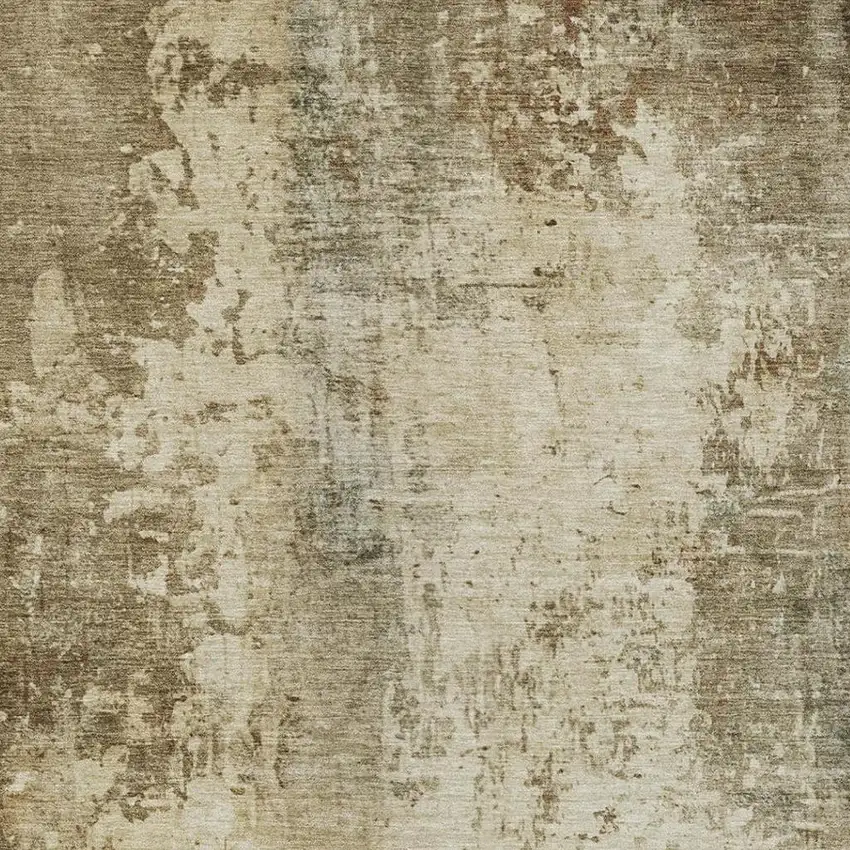 Brown And Green Abstract Washable Indoor Outdoor Area Rug Photo 9