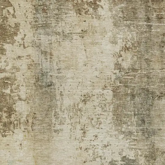 Brown And Green Abstract Washable Indoor Outdoor Area Rug Photo 3