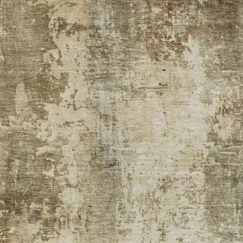 Brown And Green Abstract Washable Indoor Outdoor Area Rug Photo 9
