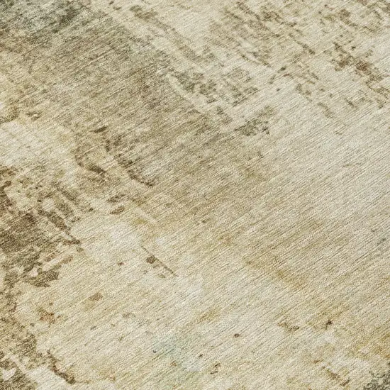 Brown And Green Abstract Washable Indoor Outdoor Area Rug Photo 4