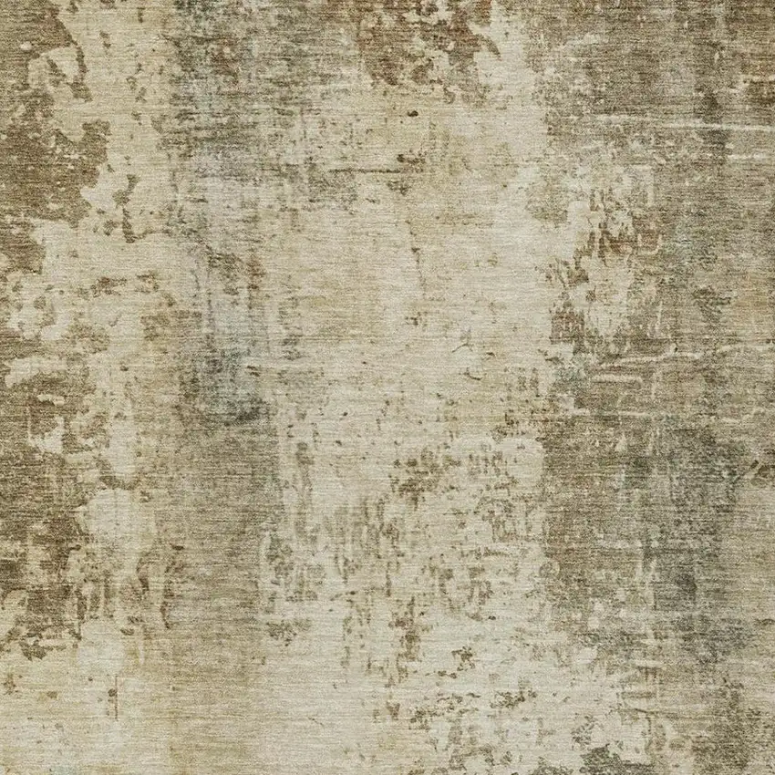 Brown And Green Abstract Washable Indoor Outdoor Area Rug Photo 2