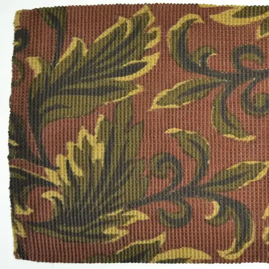 Brown And Green Jute Botanical Leaves Hand Woven Area Rug Photo 4