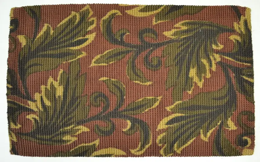 Brown And Green Jute Botanical Leaves Hand Woven Area Rug Photo 1
