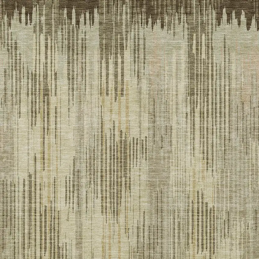 Brown And Green Striped Washable Indoor Outdoor Area Rug Photo 6