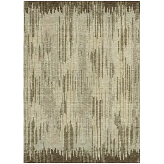 Brown And Green Striped Washable Indoor Outdoor Area Rug Photo 7