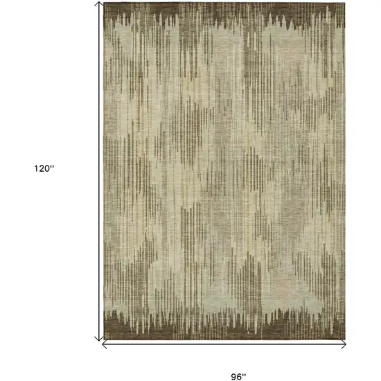 Brown And Green Striped Washable Indoor Outdoor Area Rug Photo 3