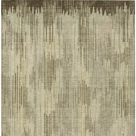 Brown And Green Striped Washable Indoor Outdoor Area Rug Photo 6