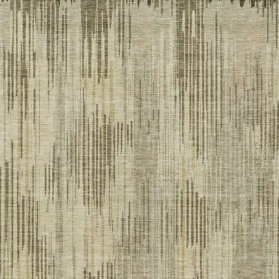 Brown And Green Striped Washable Indoor Outdoor Area Rug Photo 6