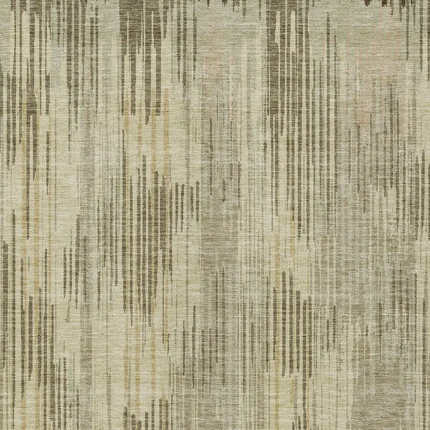 Brown And Green Striped Washable Indoor Outdoor Area Rug Photo 6