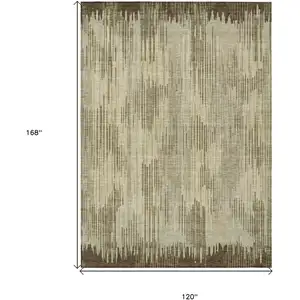 Photo of Brown And Green Striped Washable Indoor Outdoor Area Rug