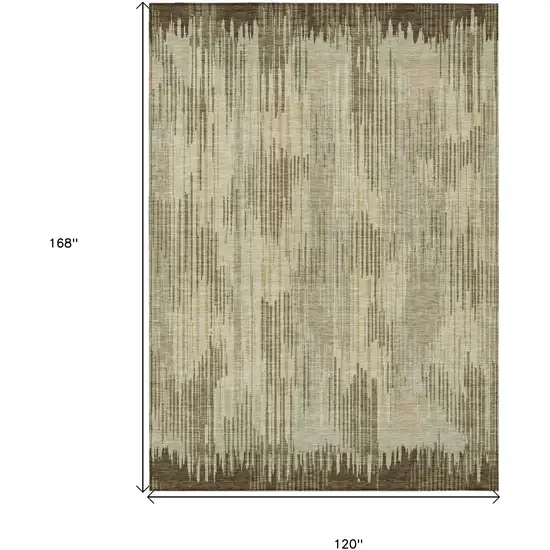 Brown And Green Striped Washable Indoor Outdoor Area Rug Photo 3