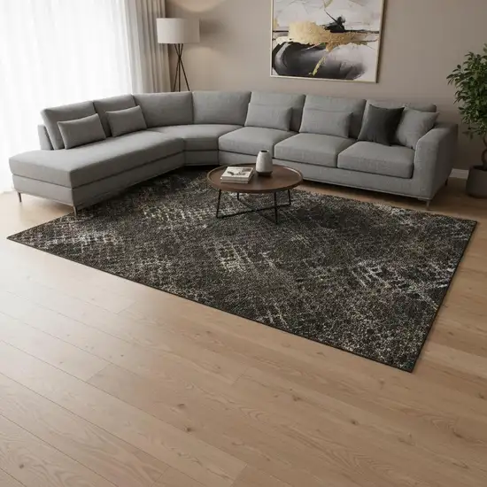 Brown And Ivory Abstract Geometric Washable Area Rug With UV Protection Photo 2