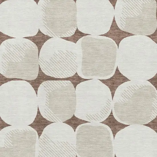 Brown And Ivory Abstract Geometric Washable Area Rug With UV Protection Photo 3
