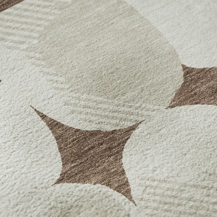 Brown And Ivory Abstract Geometric Washable Area Rug With UV Protection Photo 9