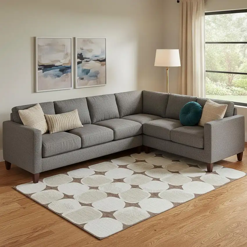 Brown And Ivory Abstract Geometric Washable Area Rug With UV Protection Photo 1