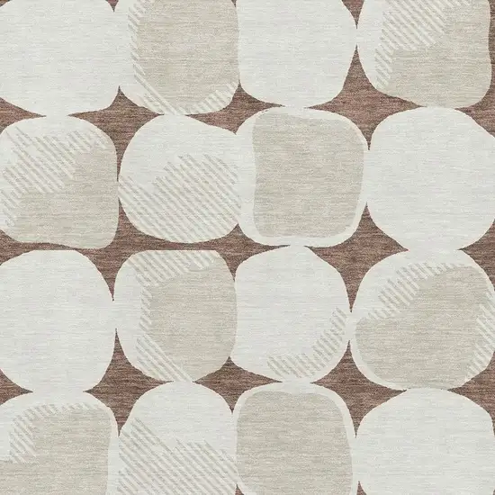 Brown And Ivory Abstract Geometric Washable Area Rug With UV Protection Photo 3