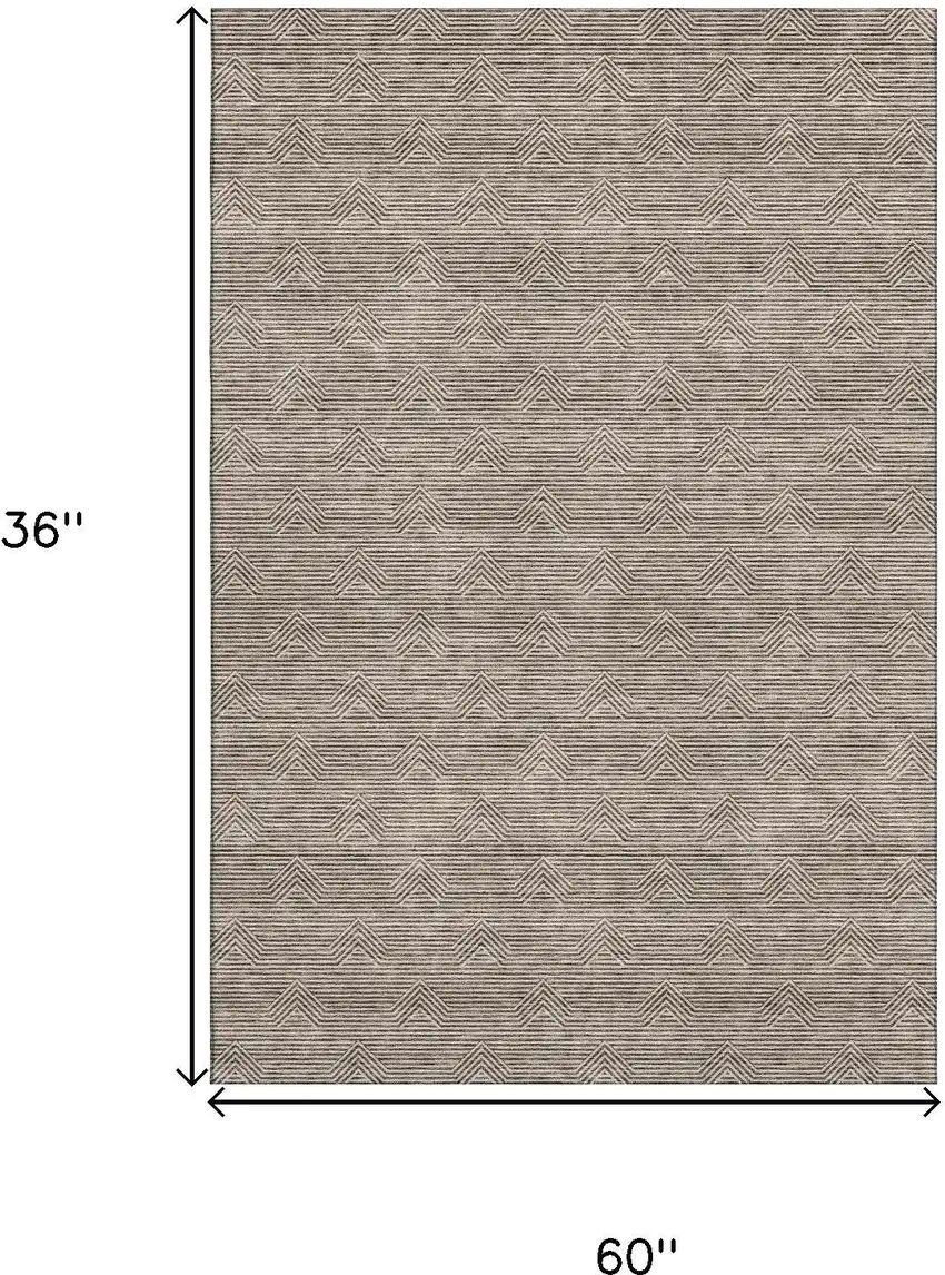 Brown And Ivory Abstract Geometric Washable Area Rug With UV Protection Photo 9