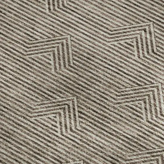 Brown And Ivory Abstract Geometric Washable Area Rug With UV Protection Photo 3