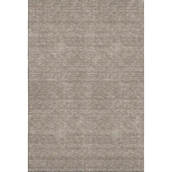 Brown And Ivory Abstract Geometric Washable Area Rug With UV Protection Photo 5
