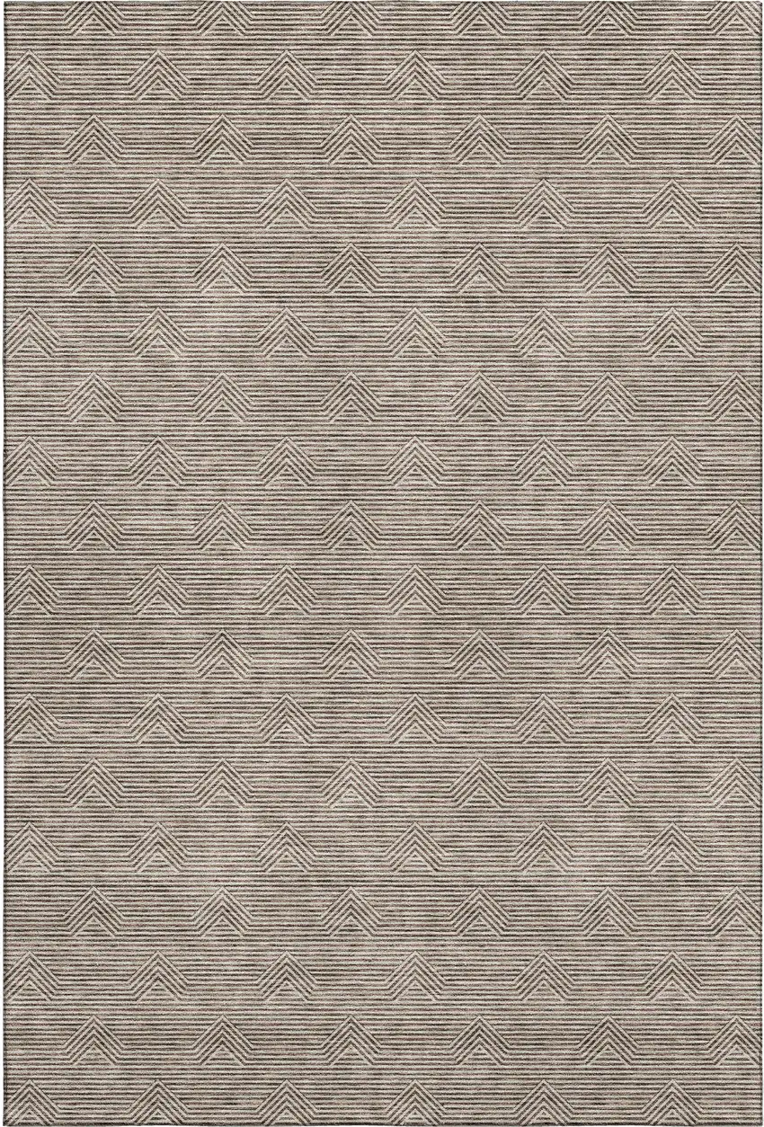 Brown And Ivory Abstract Geometric Washable Area Rug With UV Protection Photo 5