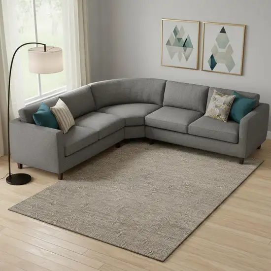 Brown And Ivory Abstract Geometric Washable Area Rug With UV Protection Photo 1