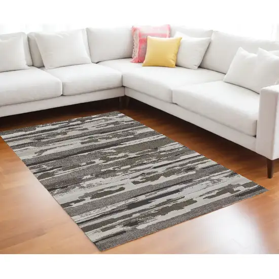 Gray Ivory And Brown Abstract Distressed Area Rug Photo 1