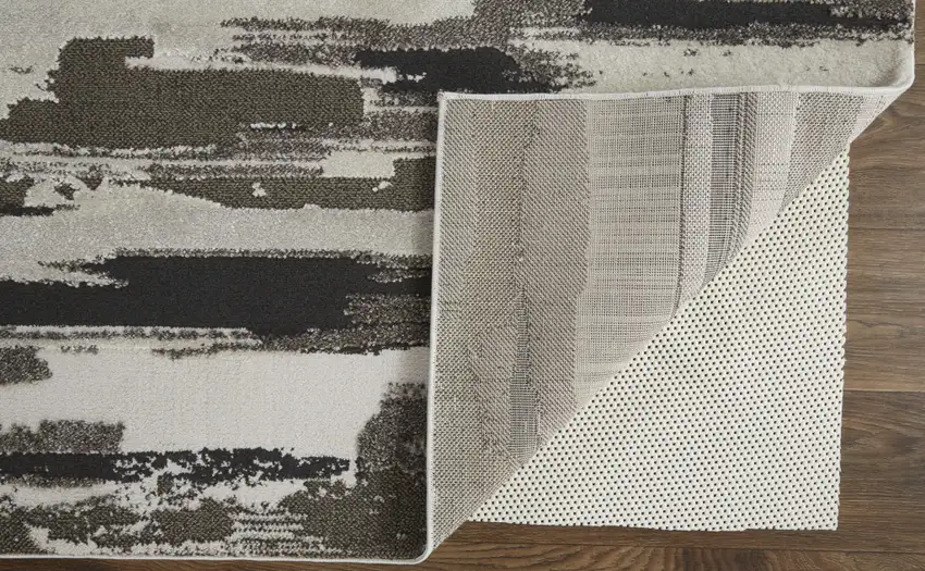 Brown And Ivory Abstract Power Loom Distressed Stain Resistant Area Rug Photo 4