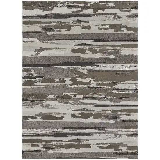 Gray Ivory And Brown Abstract Distressed Area Rug Photo 2