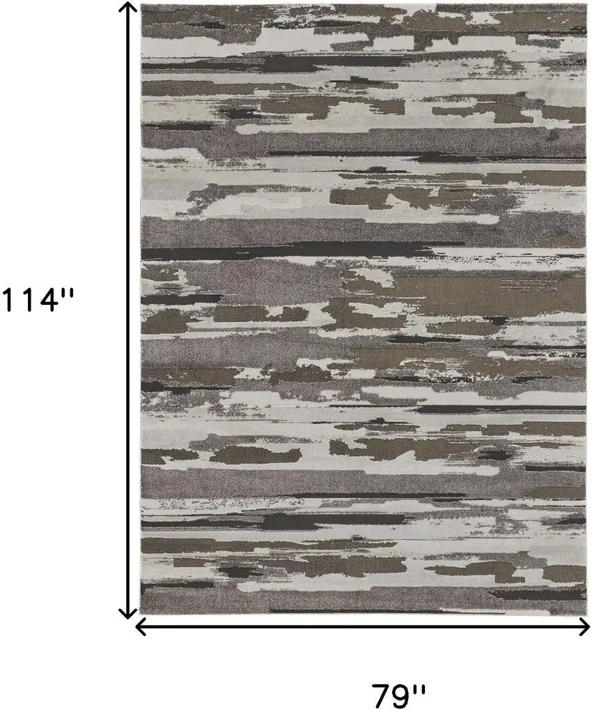 Brown And Ivory Abstract Power Loom Distressed Stain Resistant Area Rug Photo 10