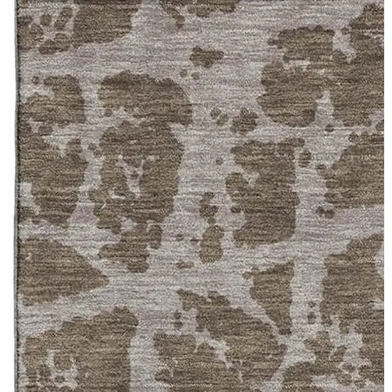 Brown And Ivory Abstract Washable Area Rug With UV Protection Photo 4