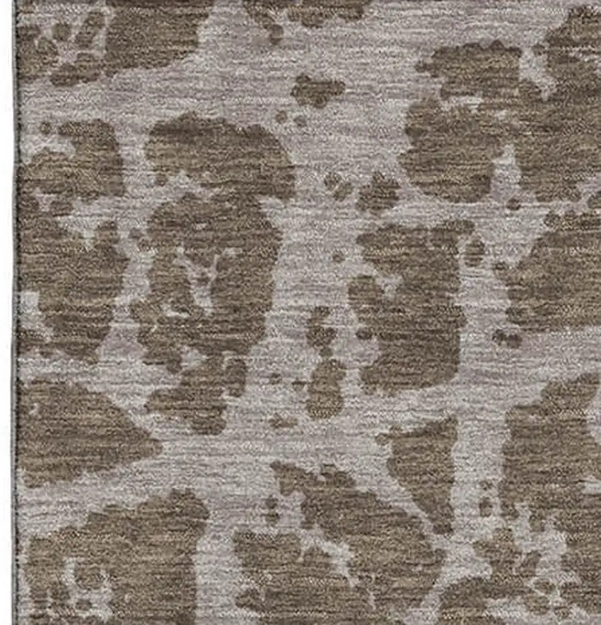 Brown And Ivory Abstract Washable Area Rug With UV Protection Photo 4