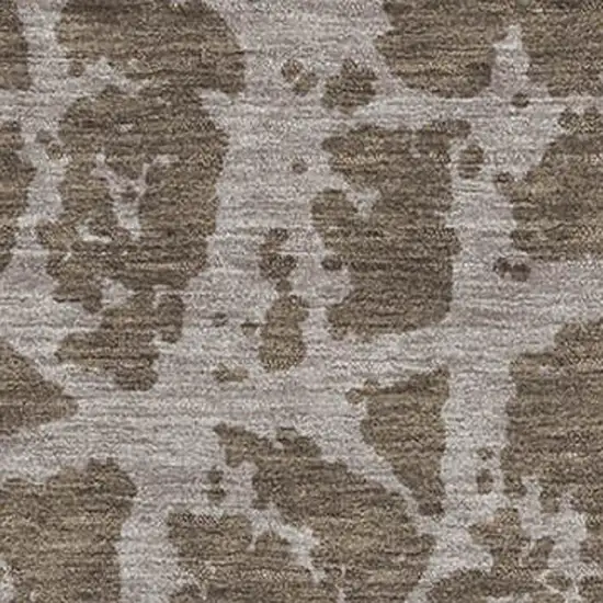 Brown And Ivory Abstract Washable Area Rug With UV Protection Photo 3