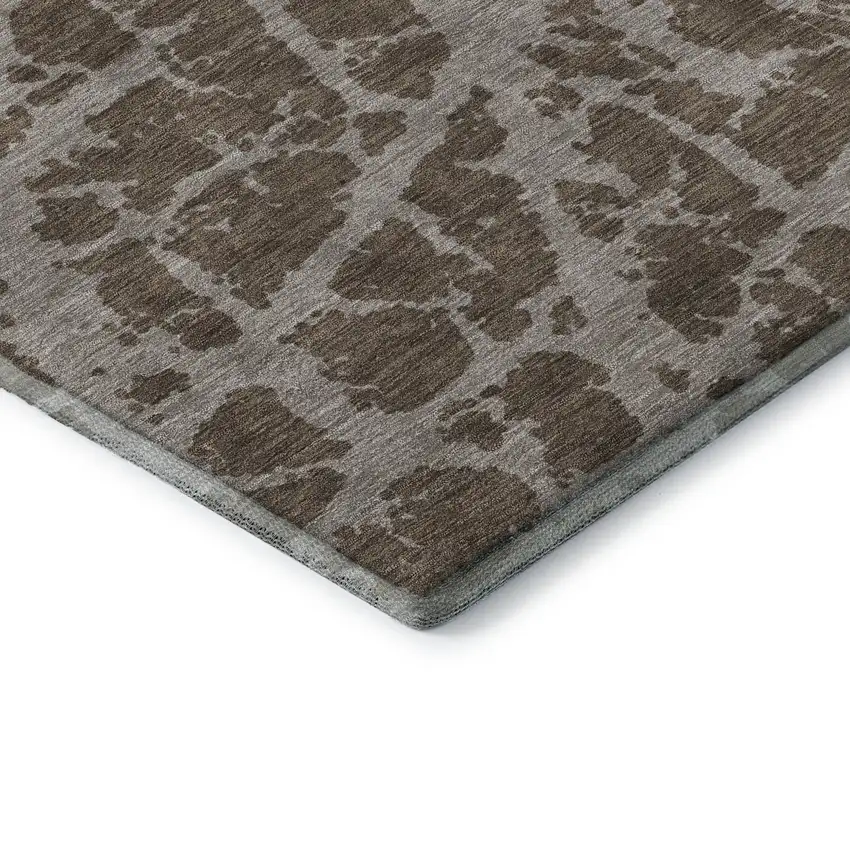 Brown And Ivory Abstract Washable Area Rug With UV Protection Photo 7