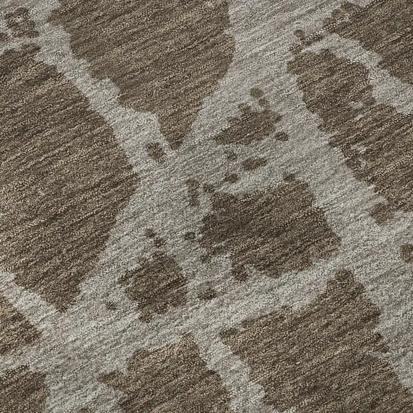 Brown And Ivory Abstract Washable Area Rug With UV Protection Photo 9